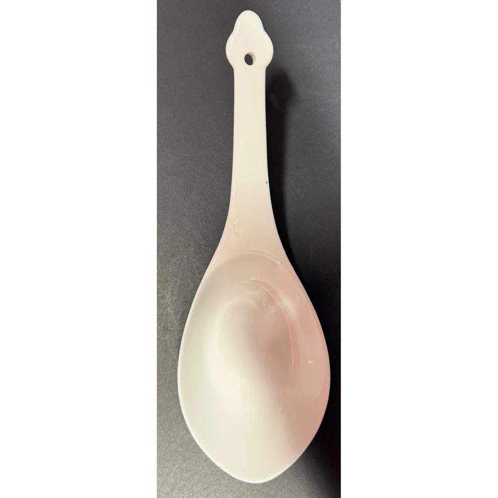 Vintage White Ceramic Chinese Soup Spoon Long Handle Asian Ramen Pho Wonton